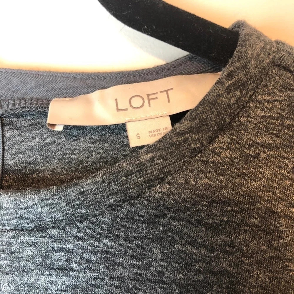 LOFT | Cold Shoulder Ruffle Sweatshirt Dress Gray - Picture 2 of 5